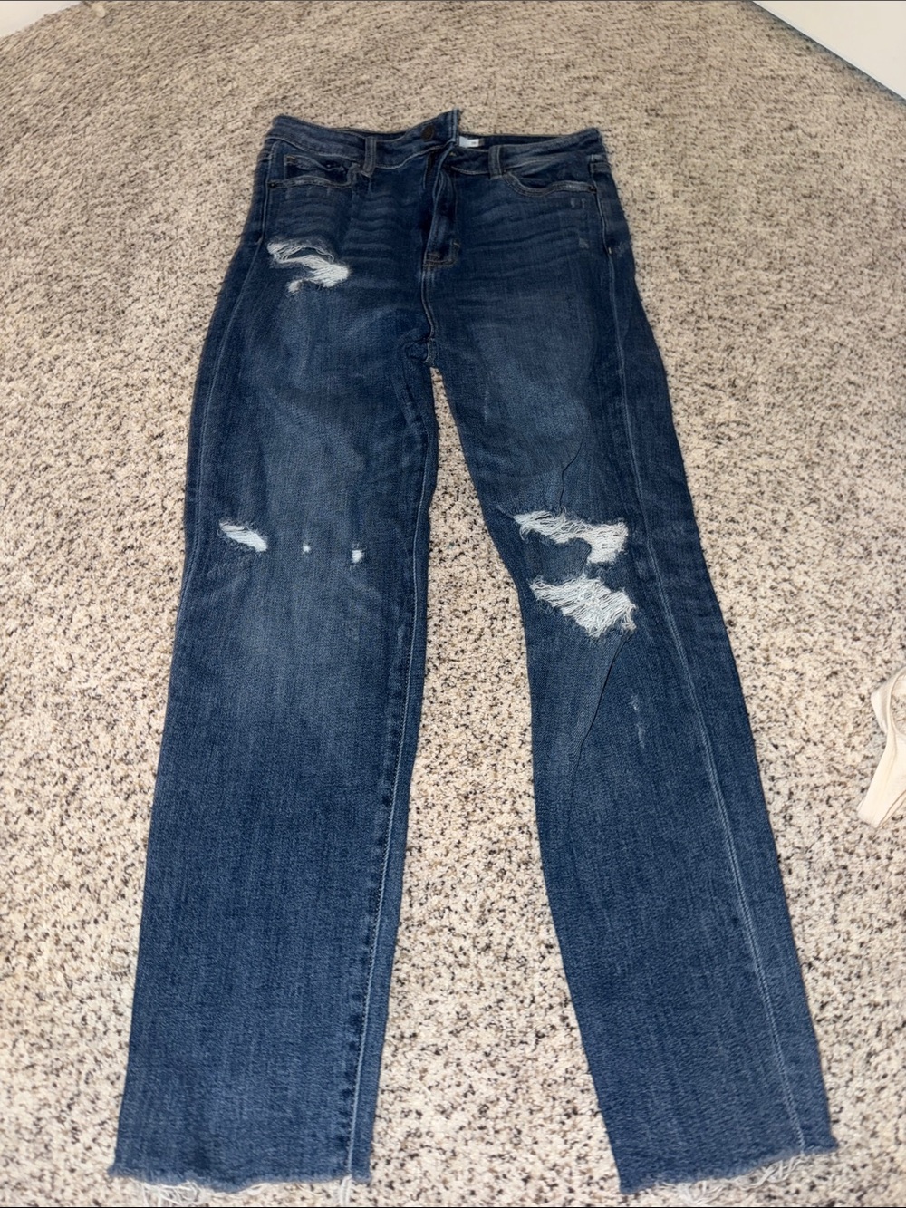 Women's Dark Blue Distressed Boot Cut Jeans